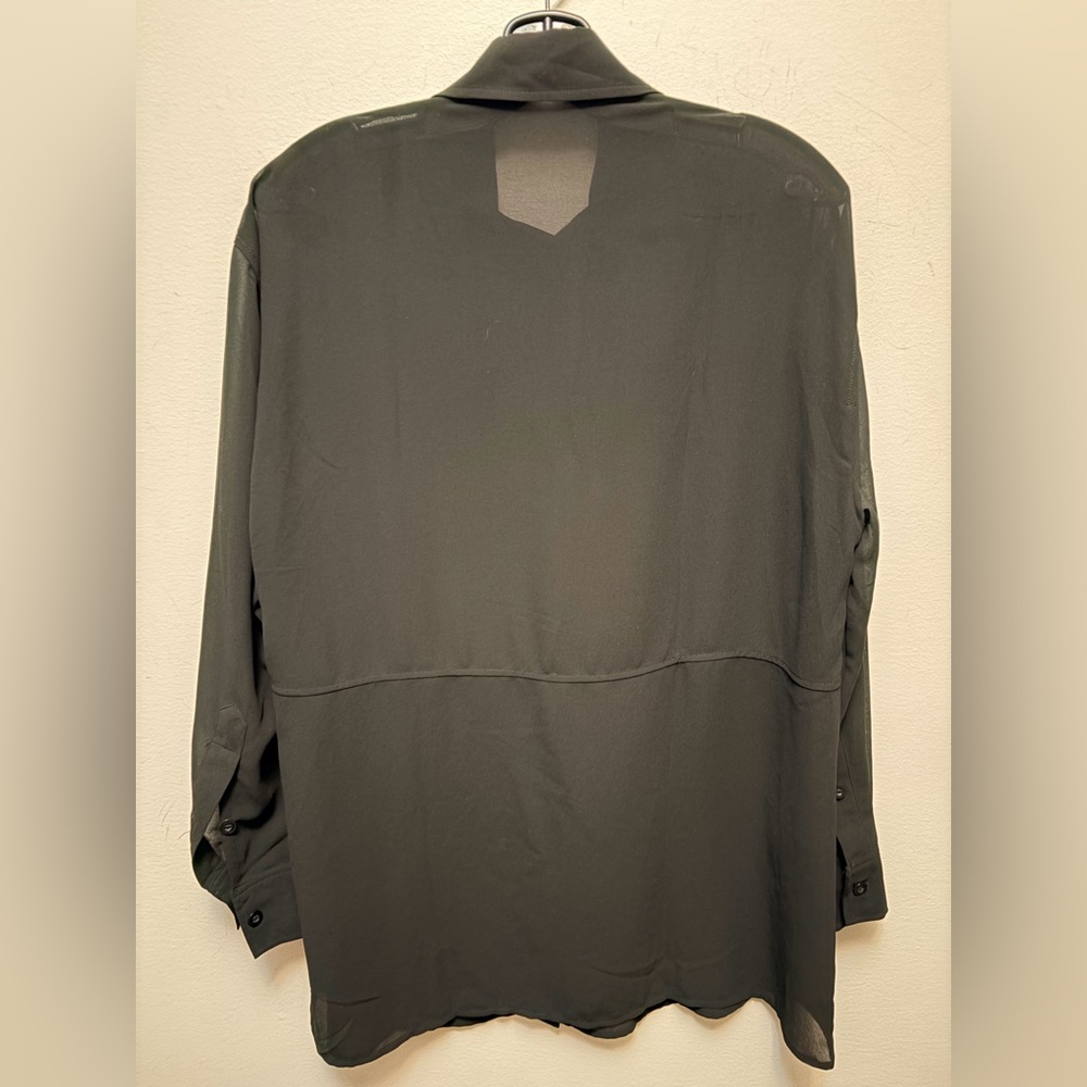 Knix Papaya Oversized Sheer Black Chiffon Button Down Shirt - Picture 4 of 6